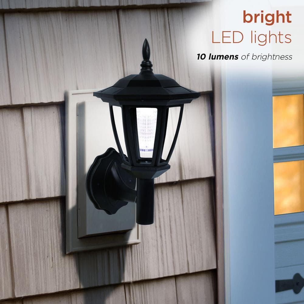 Solar Black LED Outdoor Wall Lantern