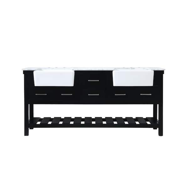 Unbranded Timeless Home 22 in. W x 72 in. D x 34.125 in. H Bath Vanity in Black with Carrara White Marble Top