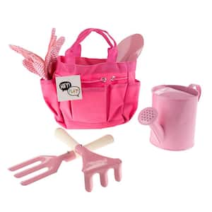 Kids Pink Gardening Tool Set with Canvas Bag