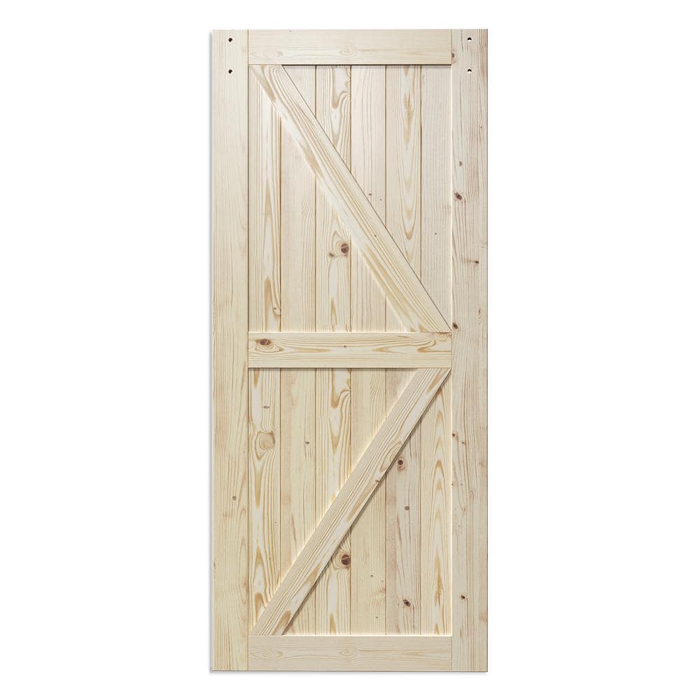 K Model 34 in. x 84 in. Unfinished Natural Solid Wood Assembly Required Interior Sliding Barn Door Slab price history on PriceWatchPro