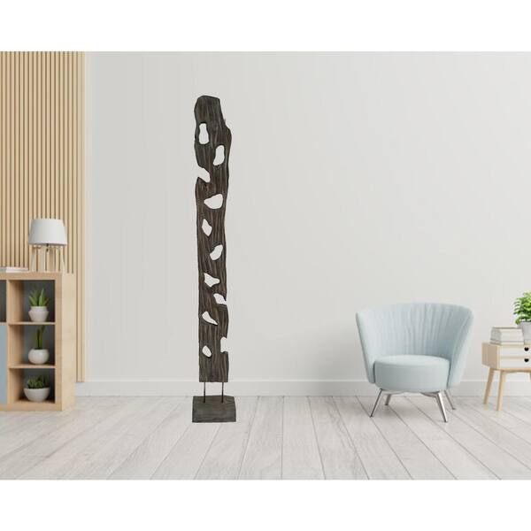 Unbranded Mariana 7 ft. Weathered Brown 1-Panel Organic Wood Sculpture Room Divider