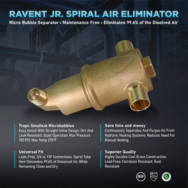 PLUMBFLEX 1-1/2 FIP Spiral Air Eliminator Valve for Hydronic