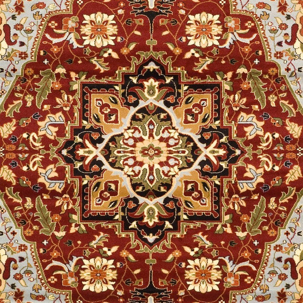Red and Black Floral 9' x 12' Synthetic Area Rug
