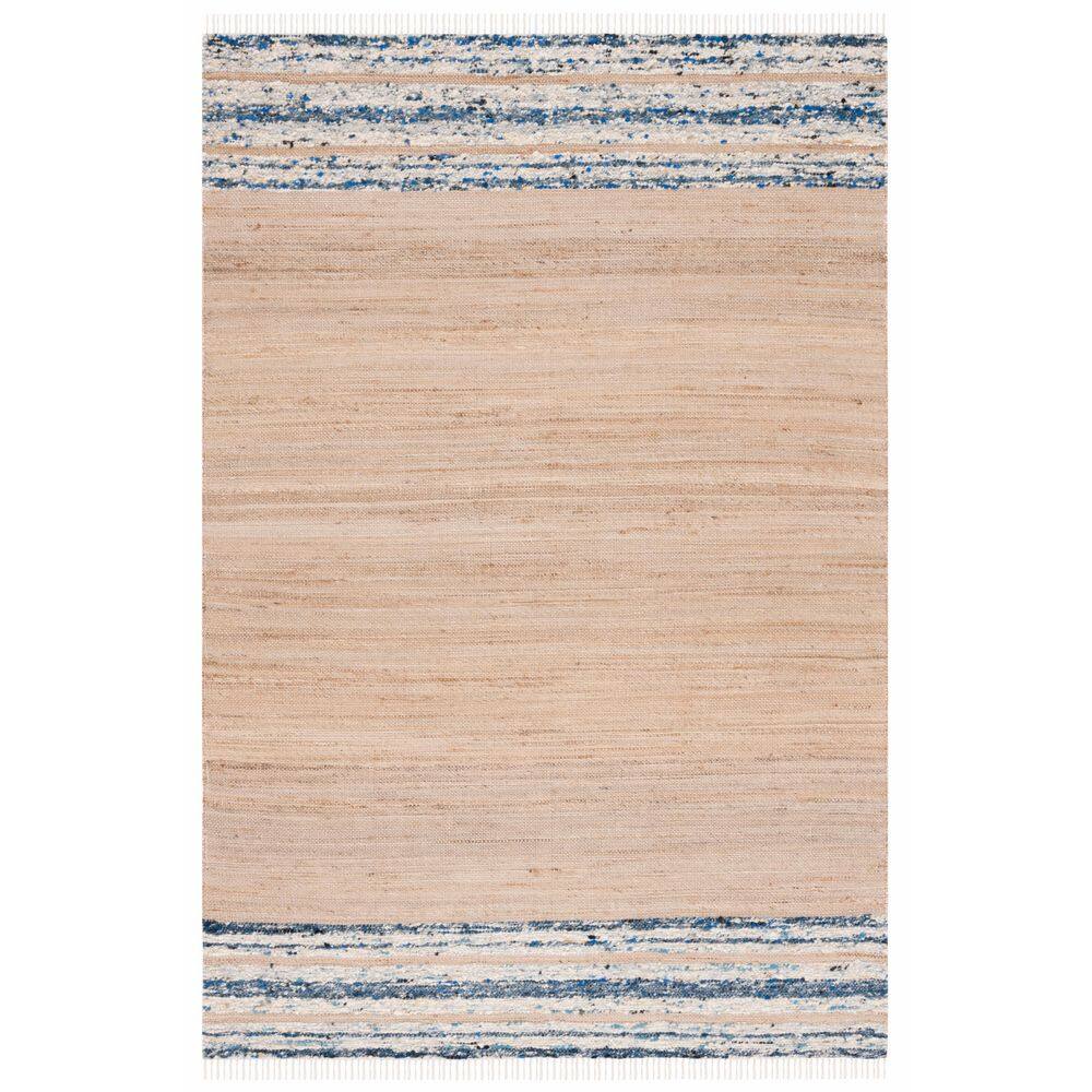 Navarre Area Rug SAFAVIEH Natura 6 ft. x 9 ft. Natural/Navy Striped Border Area Rug ...