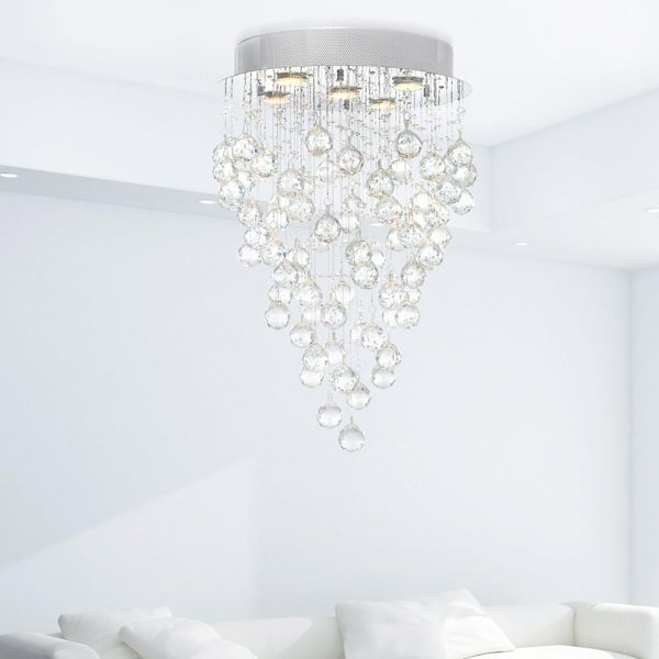 Rain Drop 5 Light Flush Mount With Chrome Finish