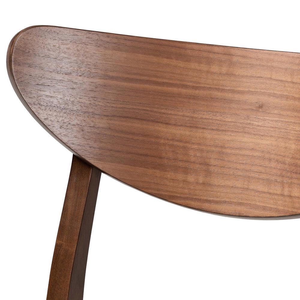 24" Modern Walnut Wood Counter Stool with Black Faux Leather