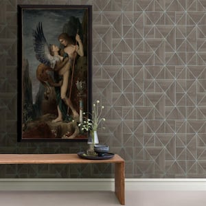 Cheverny Brown Wood Tile Brown Wallpaper Sample