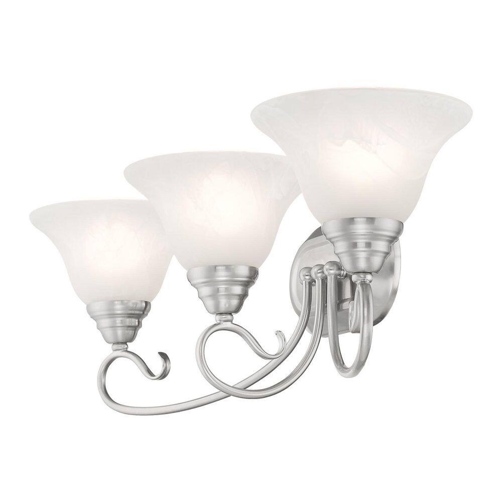Coronado Brushed Nickel 3-Light Vanity with White Alabaster Glass