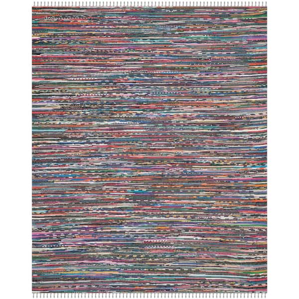 SAFAVIEH Rag Rug Gray/Multi 8 ft. x 10 ft. Striped Area Rug