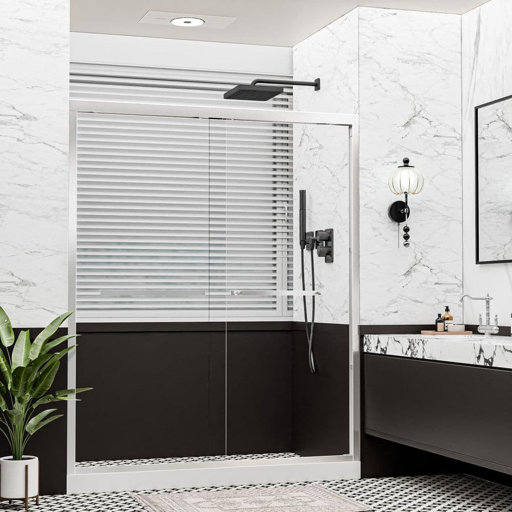 56-60 in. W x 76 in. H Semi Frameless Double Sliding Shower Door in Polished Chrome with 5/16 in. Thick Clear Glass price history on PriceWatchPro