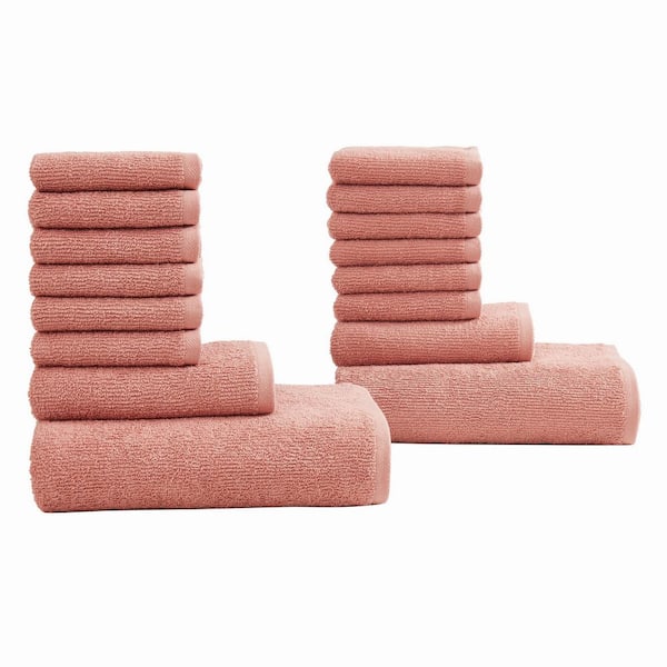 Essential Textured Rose 16-Piece Cotton Towel Set