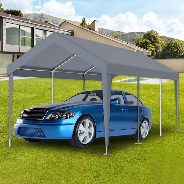 Unbranded 10 x 20ft Carport Gazebo Canopy Replacement Top Cover, Waterproof and UV Protected Tarp, Outdoor Garden Sun Shade, Grey