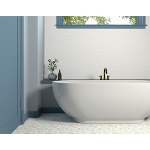 Restore Satin White 10 in. x 11 in. Glazed Ceramic Penny Round Mosaic Wall Tile (8.3 sq. ft./Case)