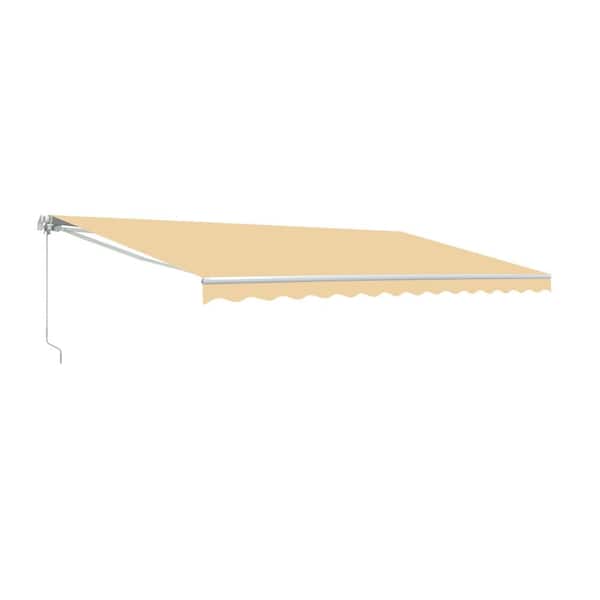 ALEKO 12 ft. x 10 ft. Ivory Motorized Patio Retractable Awning White Frame UV Polyester