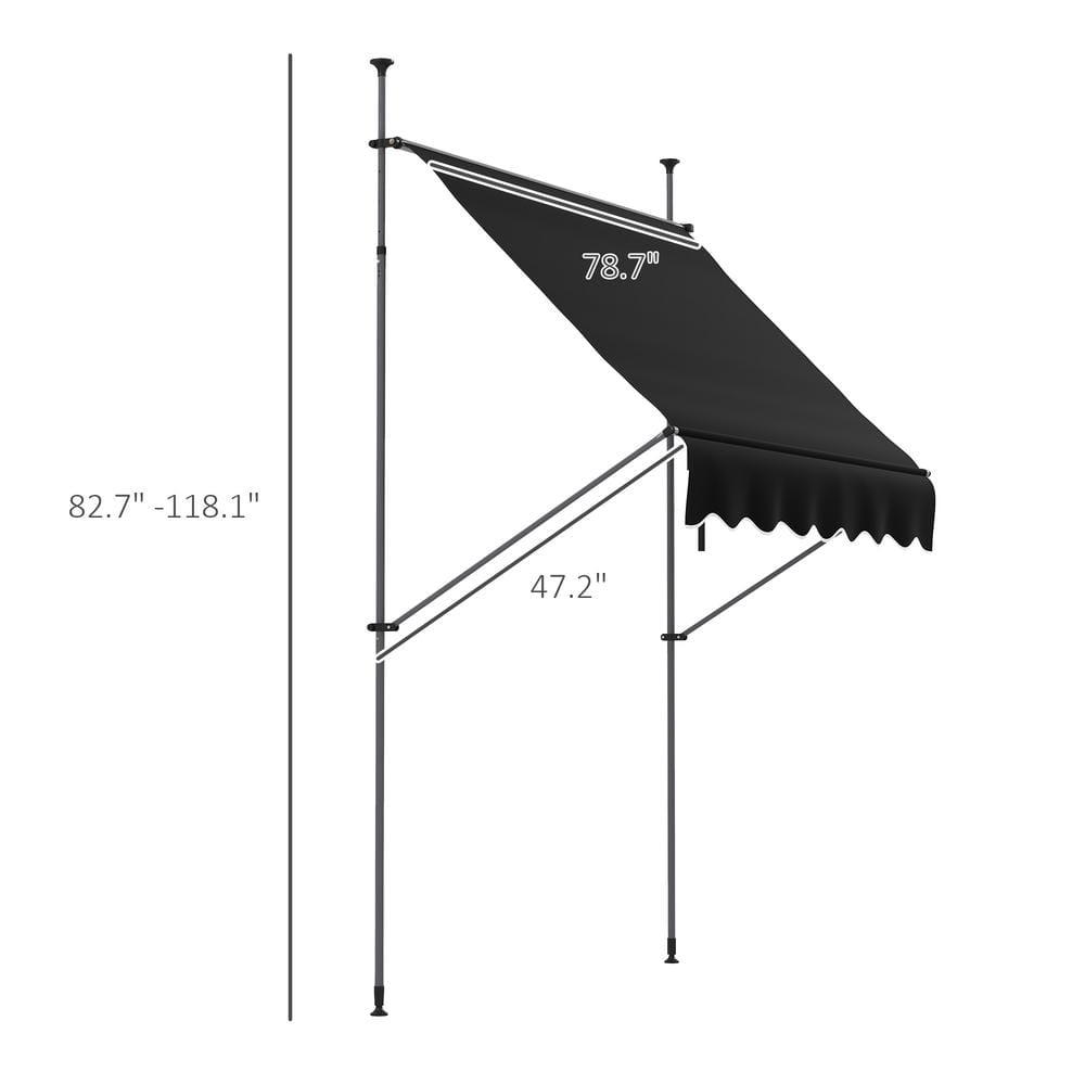 Outsunny Black Polyester Retractable Patio Awning with UV Resistant Fabric