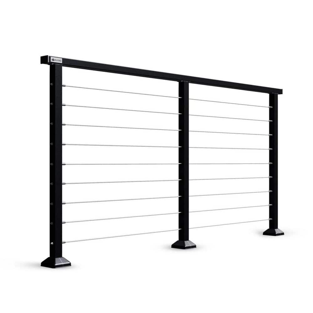 ALEKO 4-Pack Black Steel Cable Railing Kit- 6 ft. x 3 ft. Sections, 24 ...