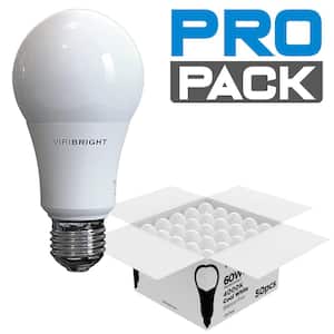 Viribright 60-Watt Equivalent 9-Watt A19 E26 Medium Base Non-Dim 4000K Egg-Shell Create Package LED Light Bulb (50-Pack)