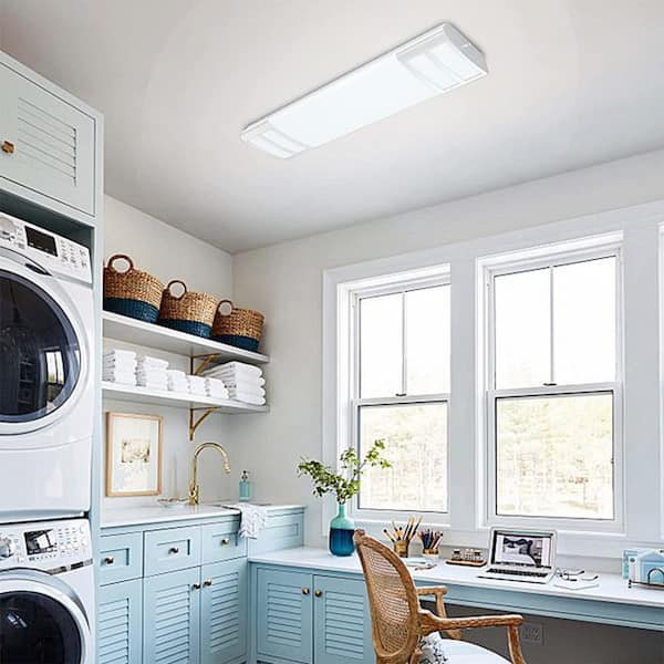 24 in.LED Flush Mount 20-Watt 4000K Neutral White Linear Ceiling Light Fixture for Kitchen, Laundry, and Closet (2-Pack)