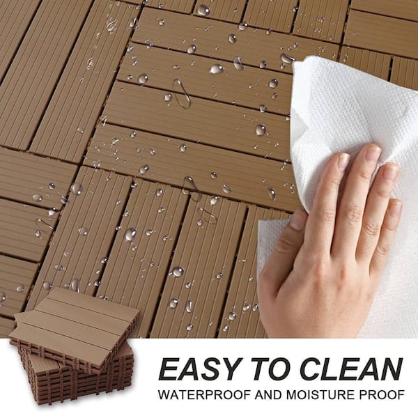 1 ft. x 1 ft. Quick Deck Plastic Interlocking Deck Tile in Walnut (35 sq. ft. per Box)