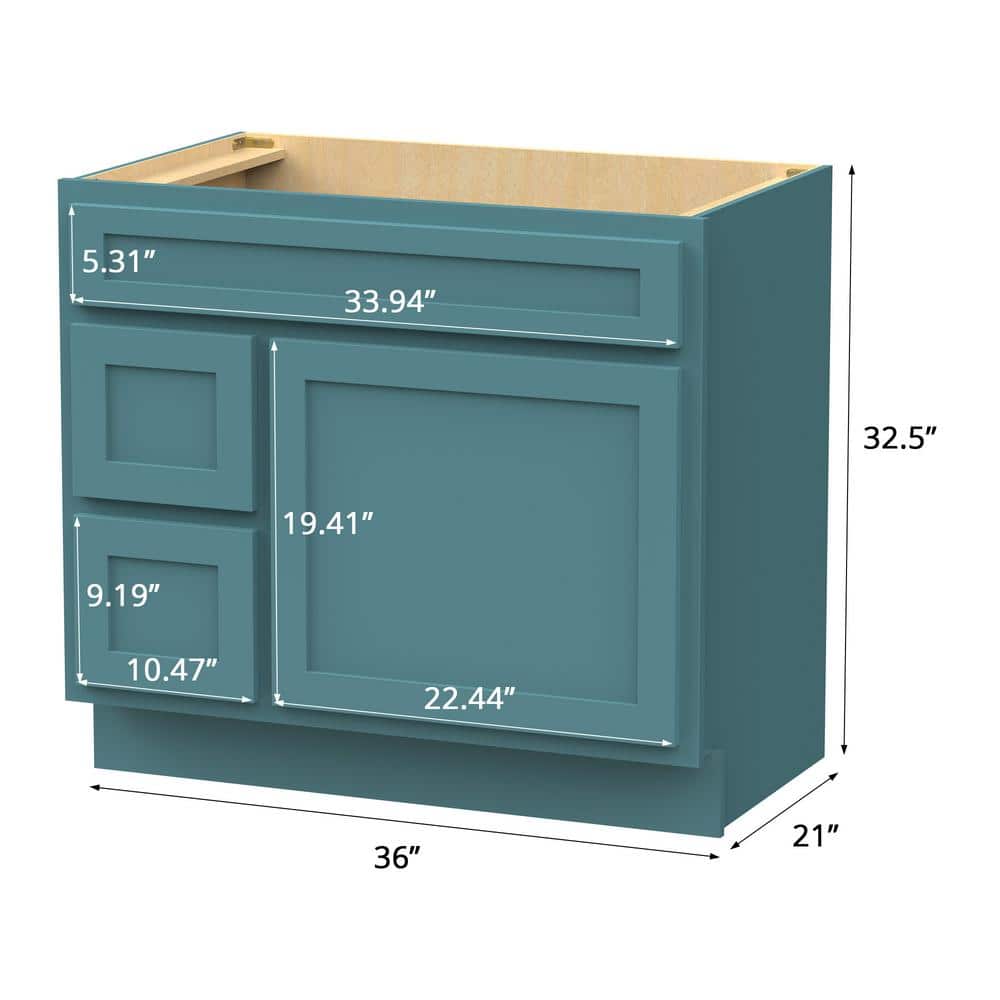 Sea Green 36" Plywood Freestanding Bathroom Vanity Base