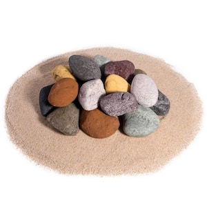 Mixed River Ceramic Rock Pebbles Fireproof Decorative Stones for Fire Pits and Fireplaces (Set of 16)