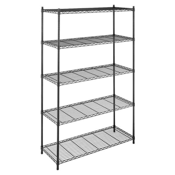 Whitmor Supreme Shelving Collection 48 in. x 74 in. Supreme 5-Tier Shelving in Black