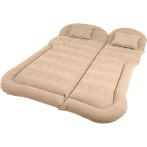 Twin Inflatable Mattress - Car Mattress or Tent with Aux Outlet Pump and 2 Inflatable Pillows-Car Camping Gear (Beige)