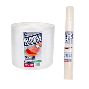3/16 in. x 12 in. x 100 ft. Bubble Plus 24 in x 24 in Packing Paper (200-Sheets) Combo