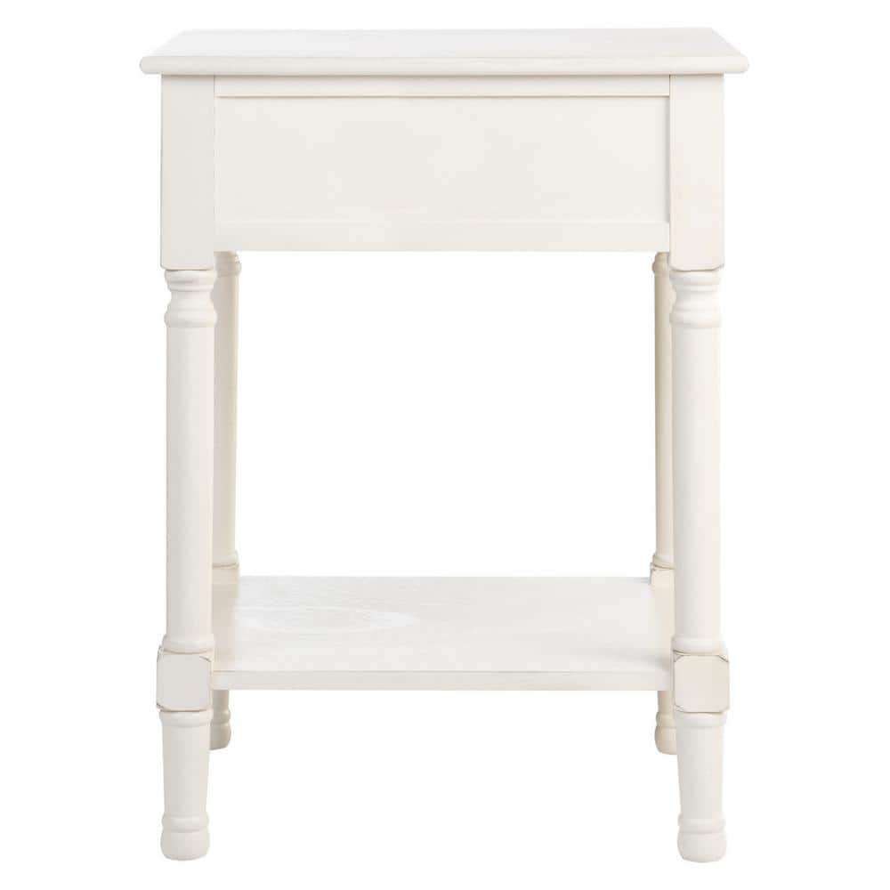 Distressed White Wood Rectangular Storage Accent Table