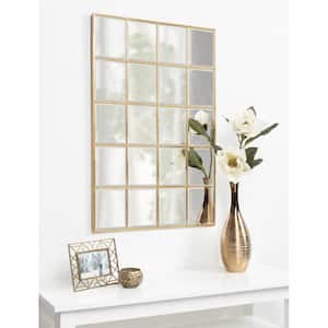 Medium Rectangle Gold Beveled Glass Contemporary Mirror (35.4 in. H x 23.6 in. W)