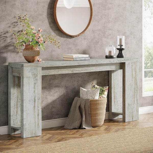 70.9 in. Rectangle Antique Gray Engineered Wood Extra Long Console Table Entryway Accent Table for Living Room