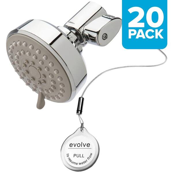 Evolve Technologies 1-Spray Pattern with 1.75-GPM 18.35-in. Wall Mount Fixed Showerhead in Chrome and Thermostatic Shut-off Valve, (20-Pack)