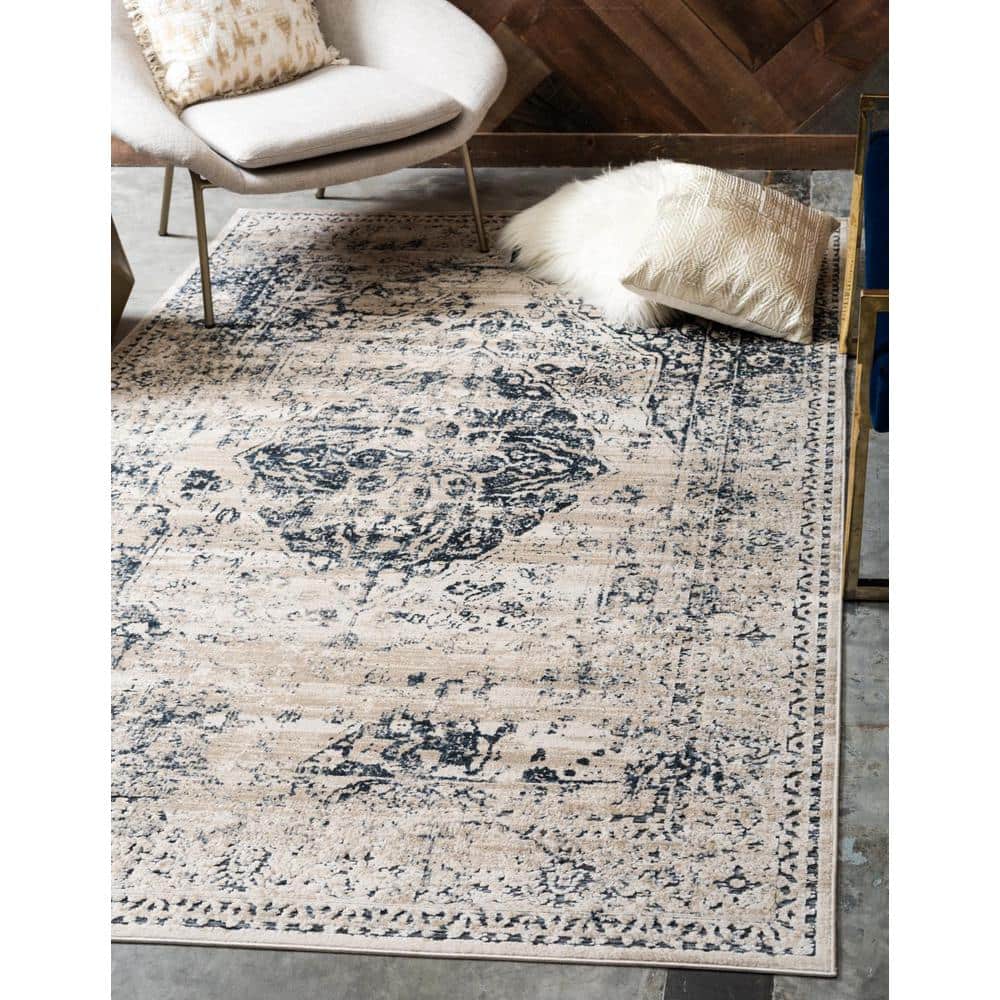 Reversible Easy-Care Blue Spot 9' x 12' Area Rug