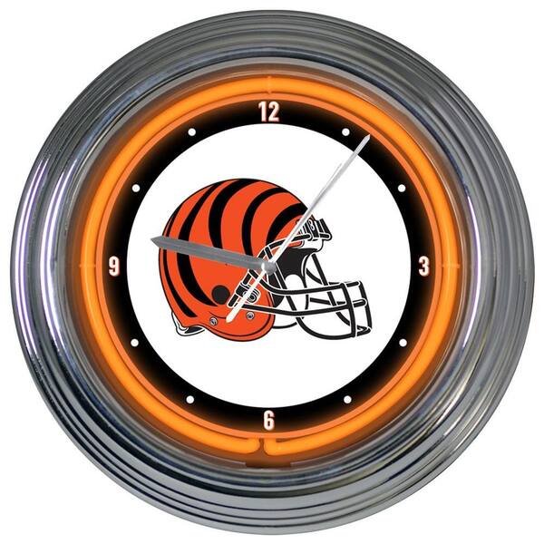 The Memory Company 15 in. NFL License Cincinnati Bengals Neon Wall Clock-DISCONTINUED