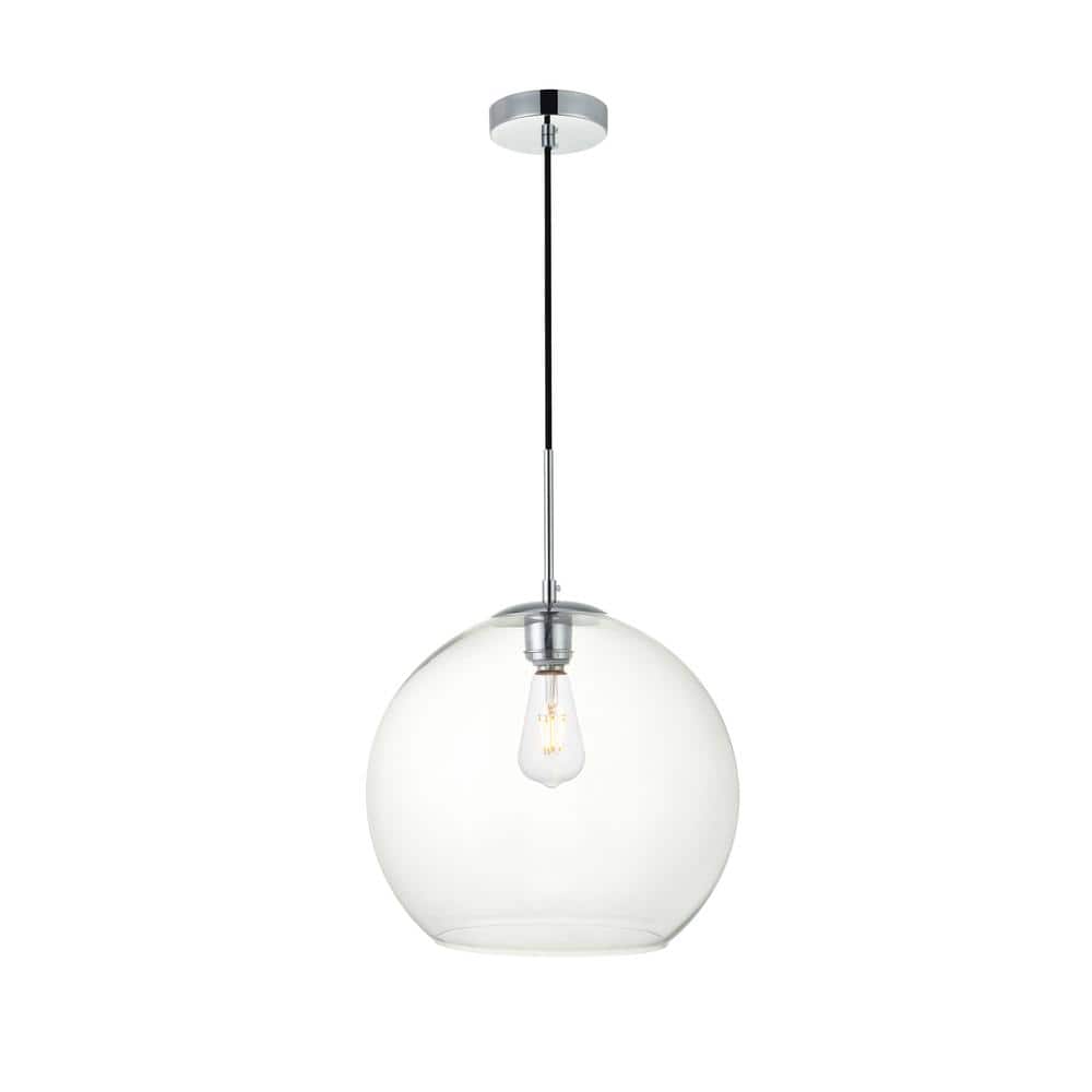 Timeless Home 13.8 in. 1-Light Chrome And Clear Pendant Light, Bulbs Not In