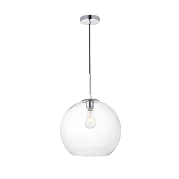 Unbranded Timeless Home 13.8 in. 1-Light Chrome And Clear Pendant Light, Bulbs Not Included