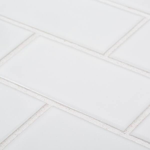 Jeffrey Court Classic 2 x 4 Brick White 11.625 in. x 11.625 in. x 6 mm Interlocking Glossy Porcelain Wall and Floor Mosaic Tile Jeffrey Court Classic 2 x 4 Brick White 11.625 in. x 11.625 in. x 6 mm Interlocking Glossy Porcelain Wall and Floor Mosaic Tile