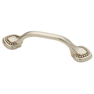 Double Beaded 3 in. (76 mm) Satin Nickel Cabinet Drawer Bar Pull