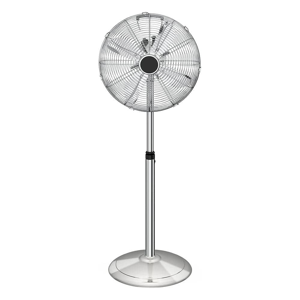 Oscillating 16 in. 3 Fan Speeds Standing Pedistal Fan in Silver with High V