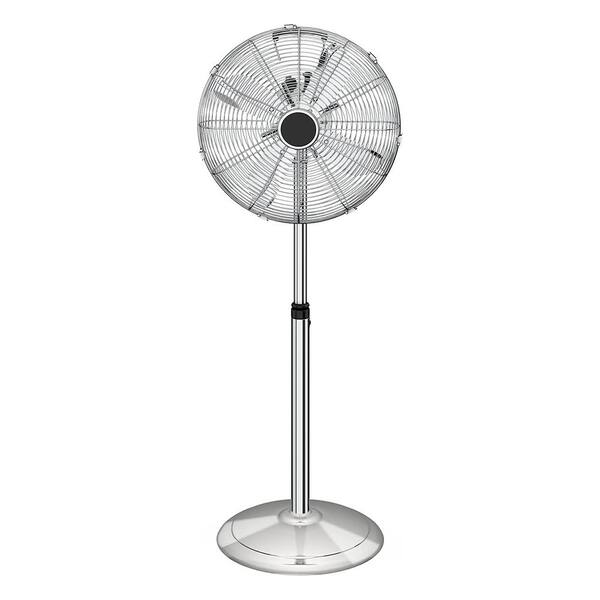 EPOWP Oscillating 16 in. 3 Fan Speeds Standing Pedistal Fan in Silver ...