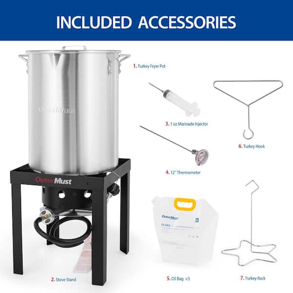 30 qt. Turkey Fryer and Burner Set Turkey Deep Fryer 50,000 BTU with Oil Bags