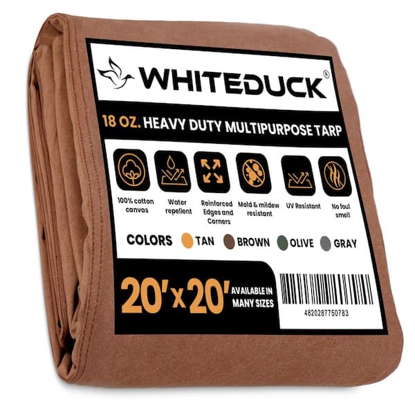 18 oz. Canvas Tarp 20 x 20 Brown