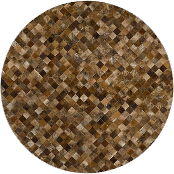 Dream Shag Premium Machine Washable Abstract ADS98 Brown 8 ft. x 8 ft. Round Rug