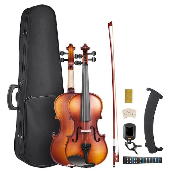 Violin 3/4 Size for Adults, Brown Violin Fiddle Set for Beginners Student with Hard Case, Rosin, Shoulder Rest, Bridge