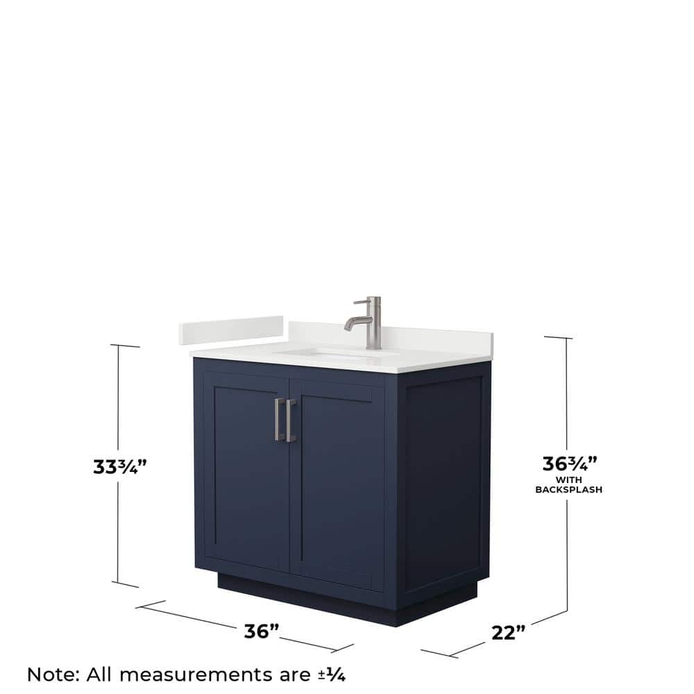 Miranda 36" Dark Blue Freestanding Bathroom Vanity with White Quartz Top