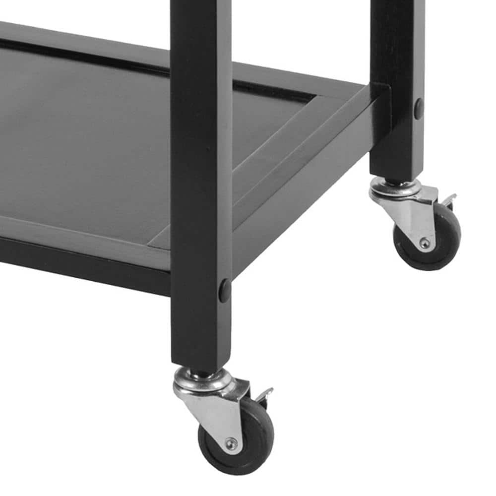 Black Stainless Steel Top Kitchen Cart with Wine Rack
