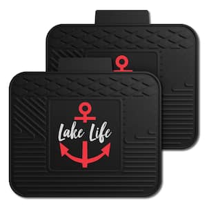 Lake Life Black Mats with Pink Anchor Back Seat Car Utility Mats (2-Piece Set)