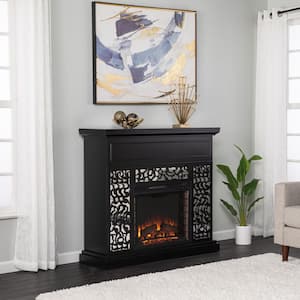 Wansford 45.75 in. Freestanding Metal Electric Fireplace in Black