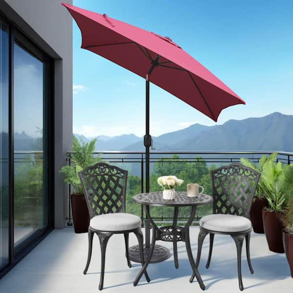 Maypex 6.5 ft. Steel Crank and Tilt Square Market Patio Umbrella in Burgundy