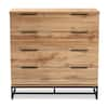 Baxton Studio Reid Oak 4 Drawer Wood Dresser 38.98 in. H X